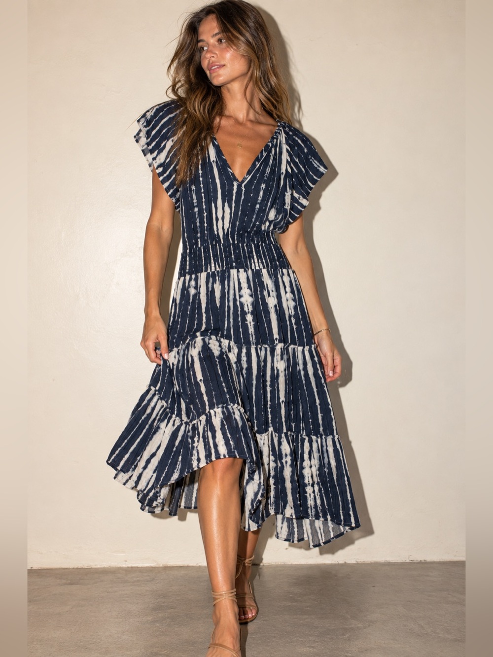 Rails Amelia Indigo Nile Tie Dye Maxi Dress Size Large